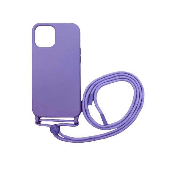 Capa de Silicone com Cordão para Apple iPhone 12 Pro Max Roxo